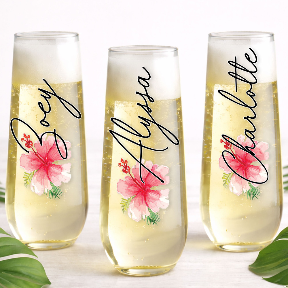 Hibiscus Flower Champagne Flute