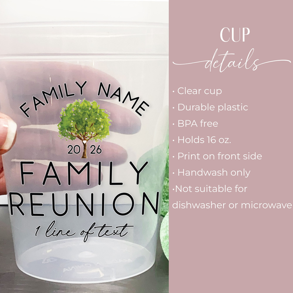 Family Tree Reunion Cups 16oz Clear Cups