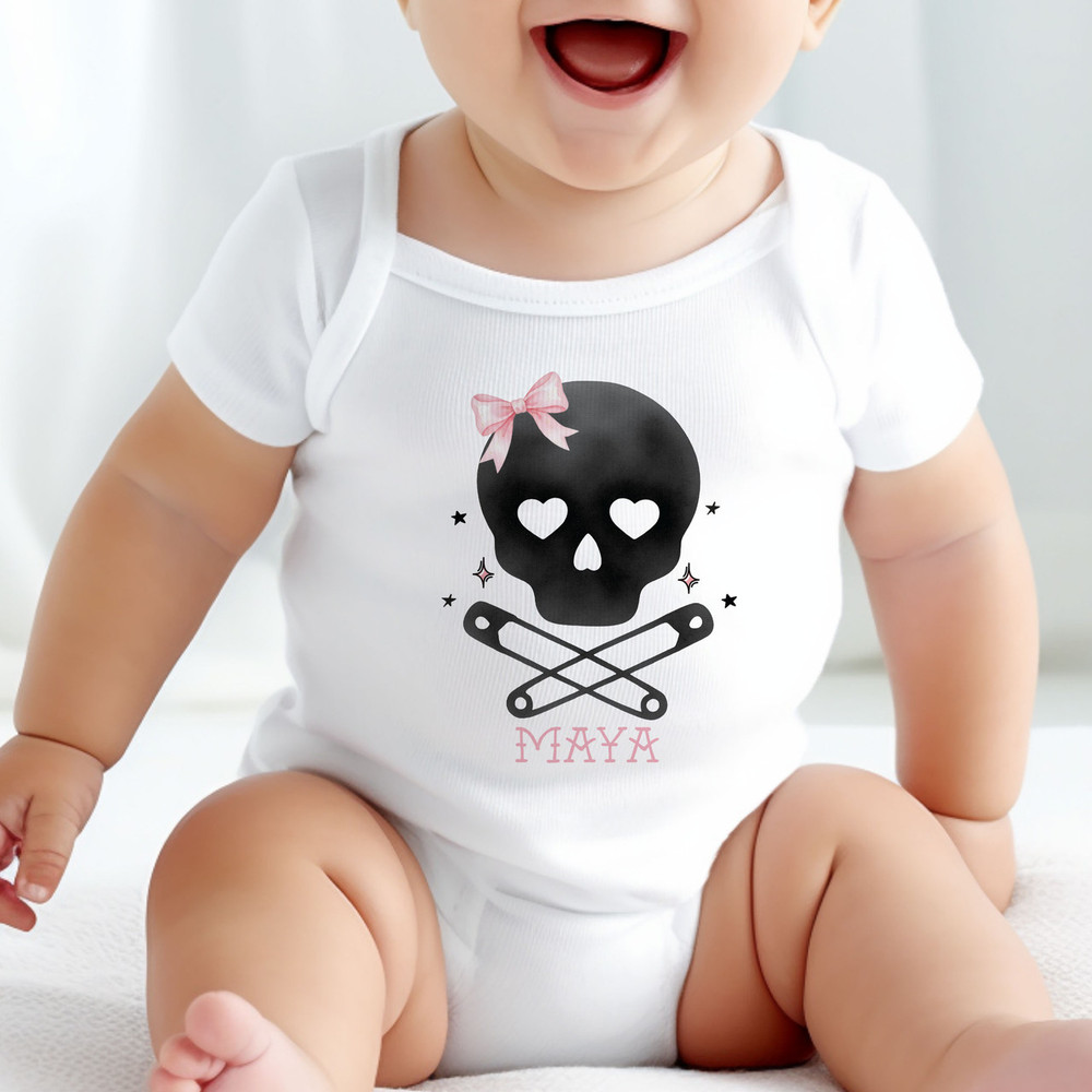 Skully with Bow Baby Shirt