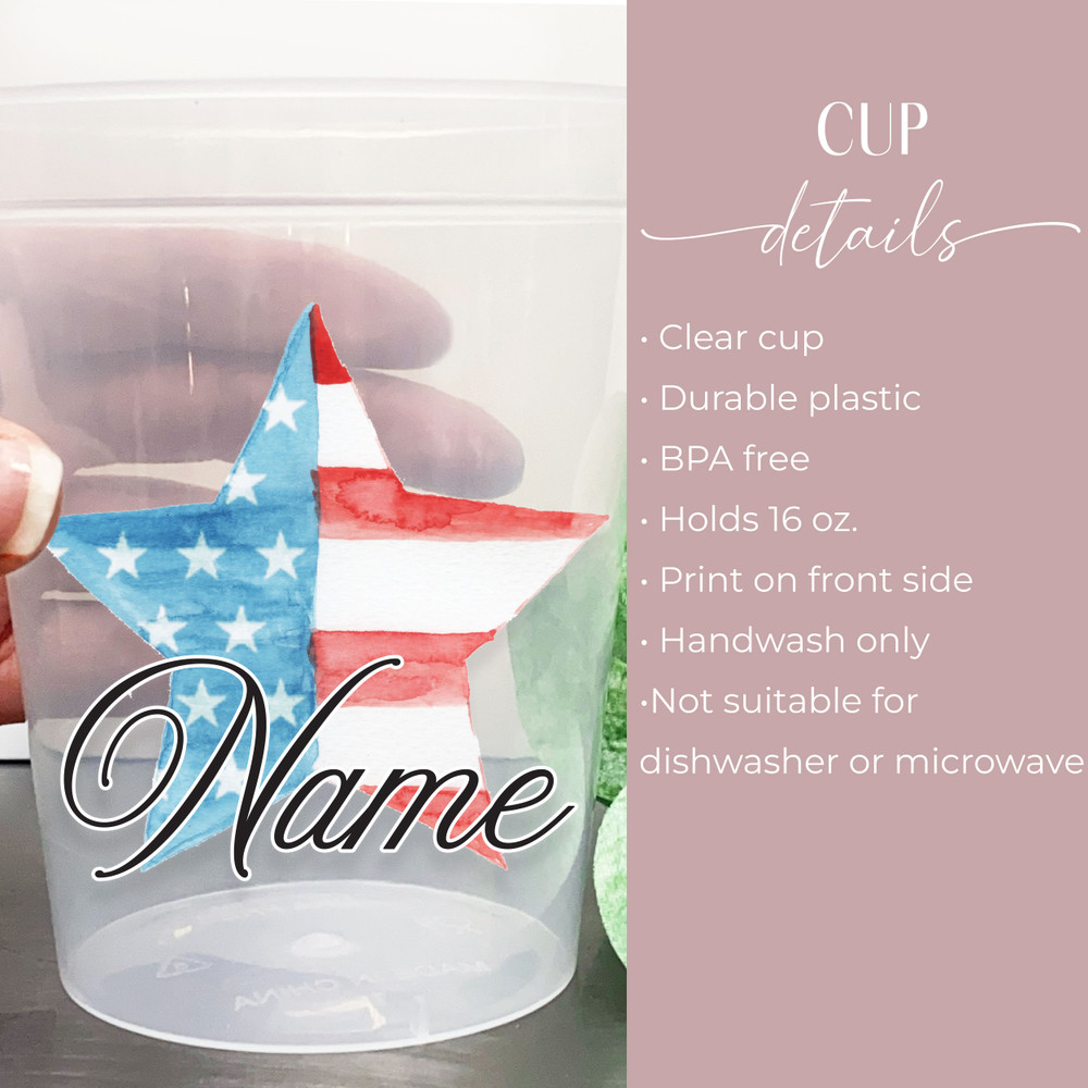 4th of July Bow and Stars 16oz Clear Cups