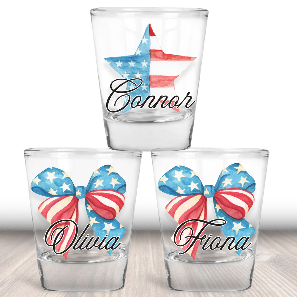 4th of July Bow and Stars Shot Glasses