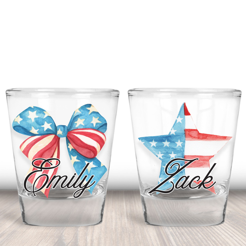 4th of July Bow and Stars Shot Glasses