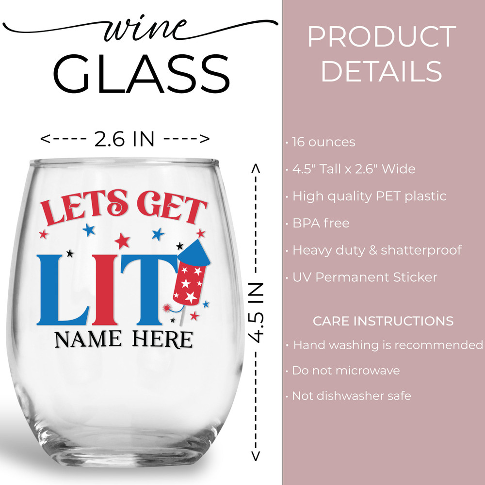 Lets Get Lit Wine Glass