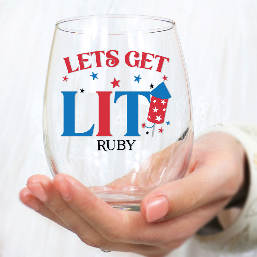 Lets Get Lit Wine Glass