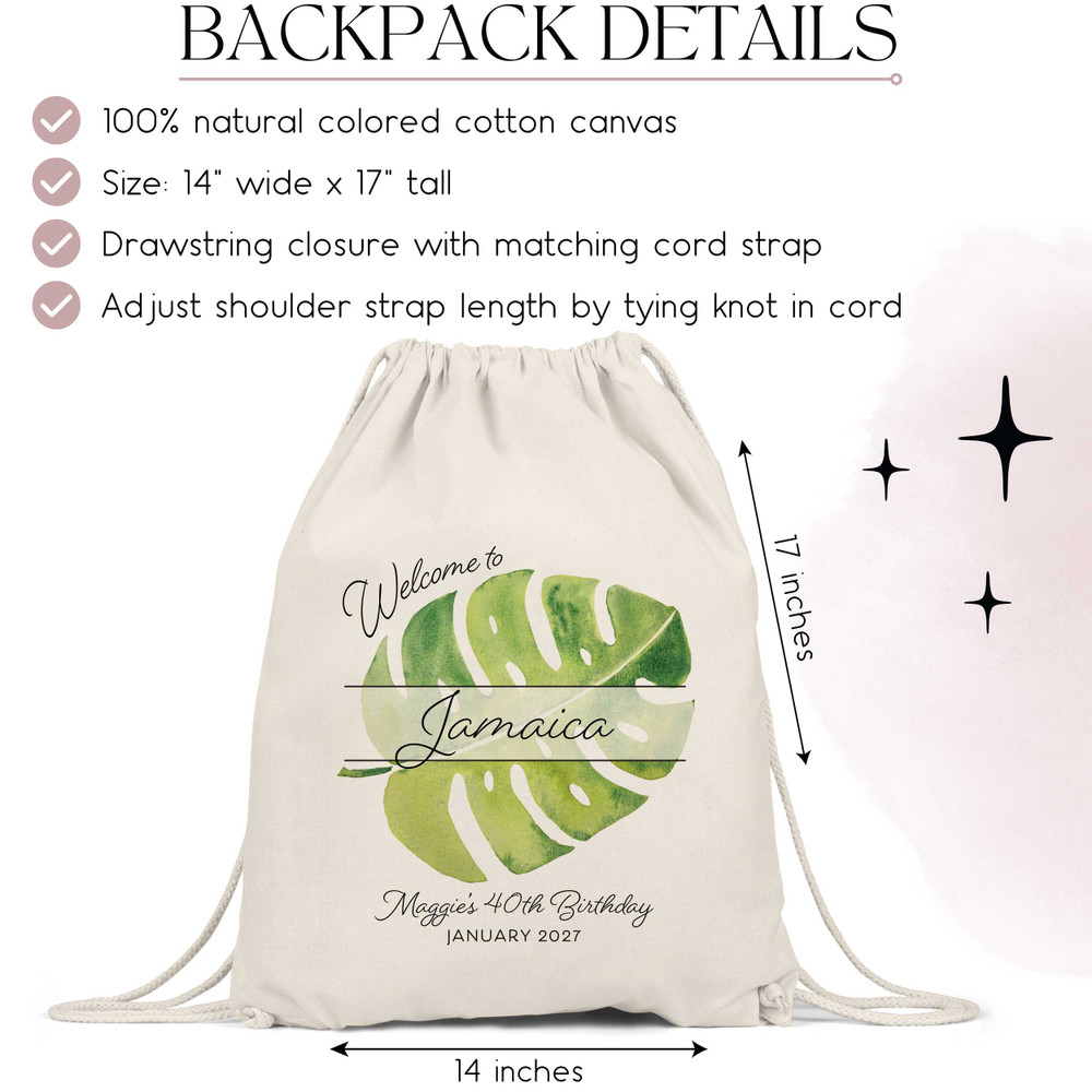 Monstera Leaf Welcome Tote + Favor Bags