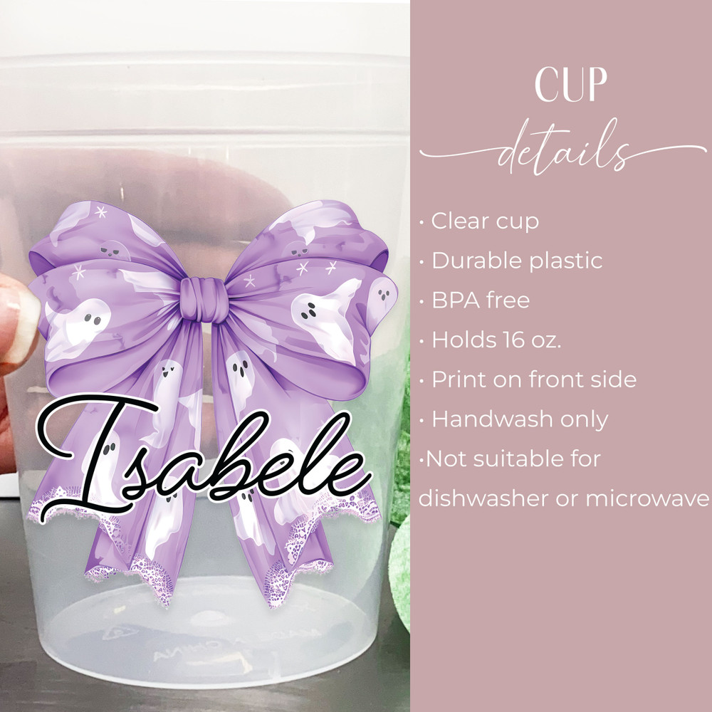 Ghosty Bows Halloween 16oz Clear Cups