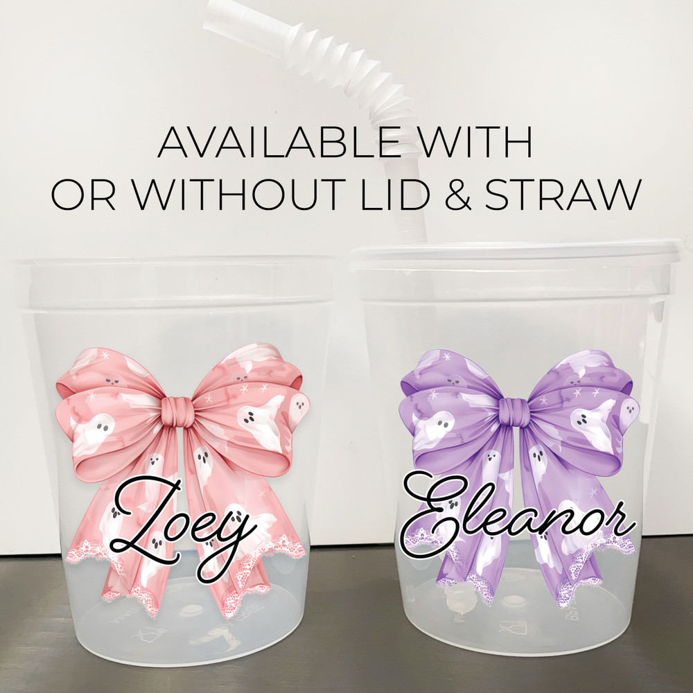 Ghosty Bows Halloween 16oz Clear Cups
