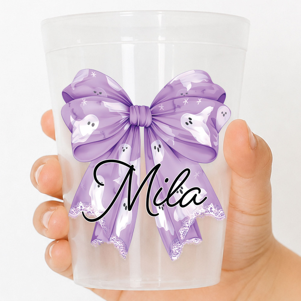 Ghosty Bows Halloween 16oz Clear Cups