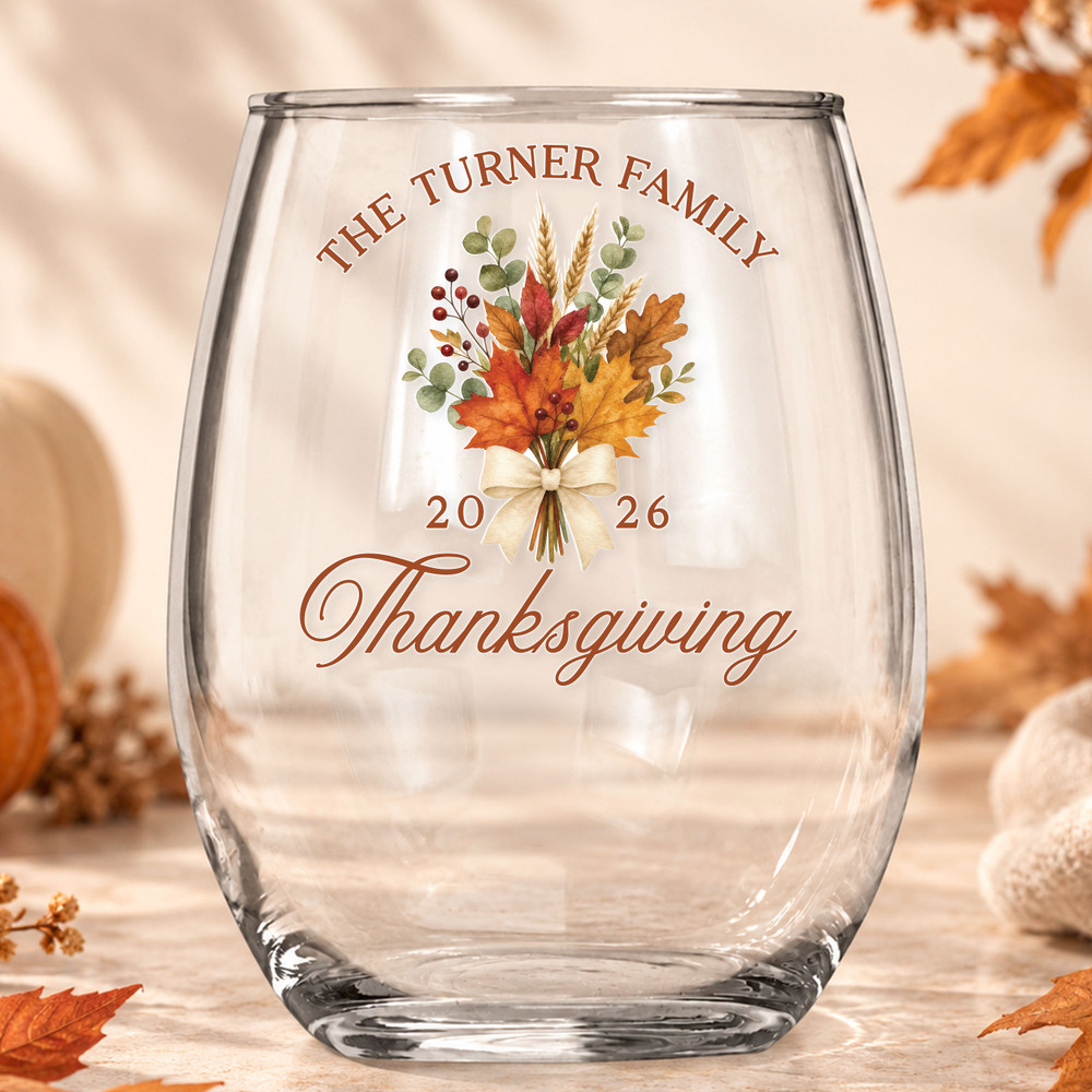 Family Thanksgiving Shatterproof Wine Glass