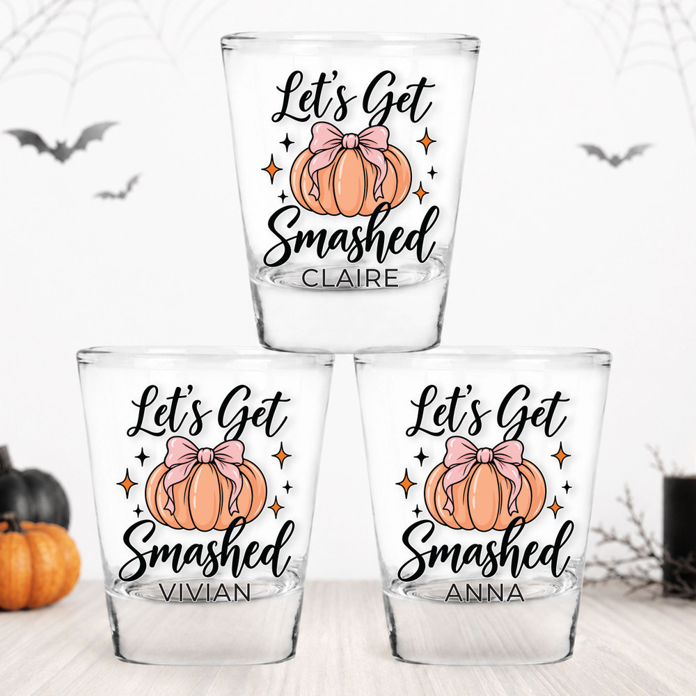 Lets Get Smashed Pink Bow Shot Glasses