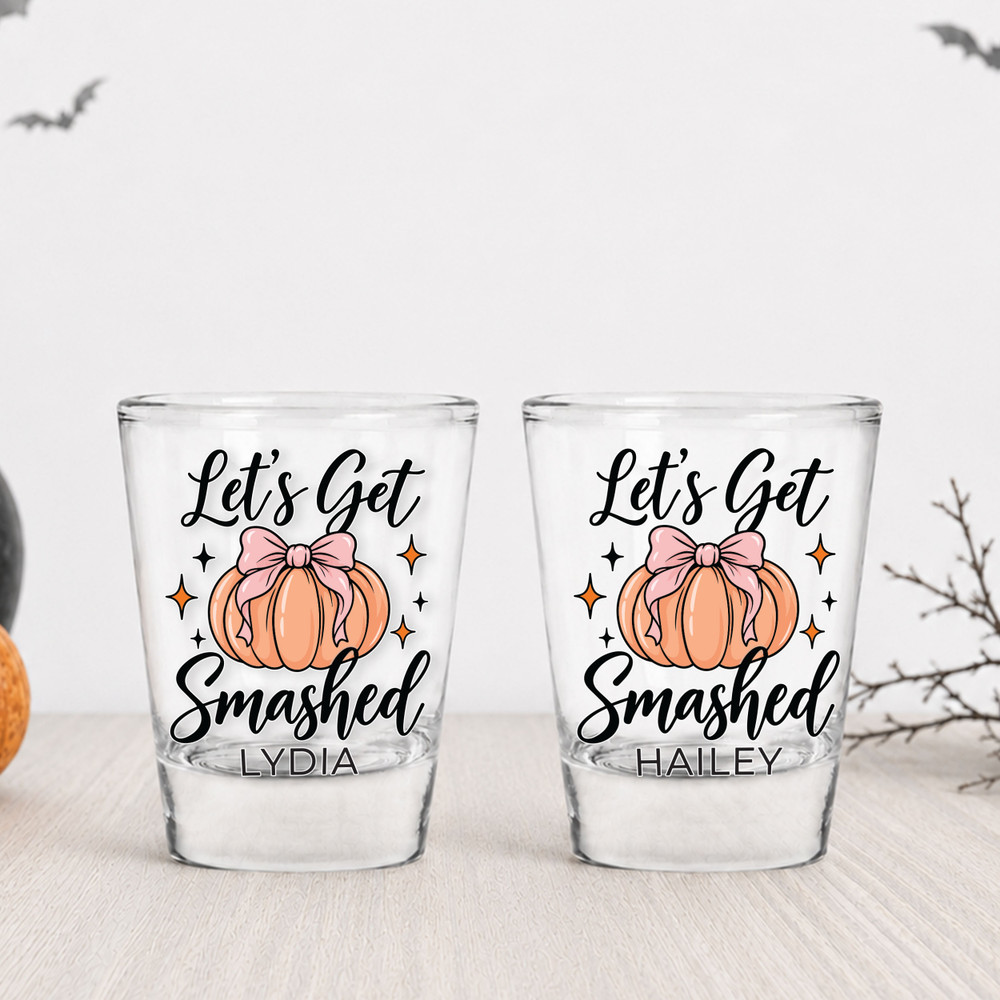 Lets Get Smashed Pink Bow Shot Glasses