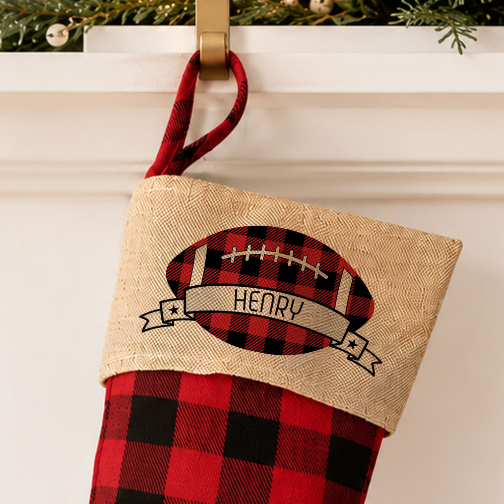 Sports Plaid Christmas Stocking