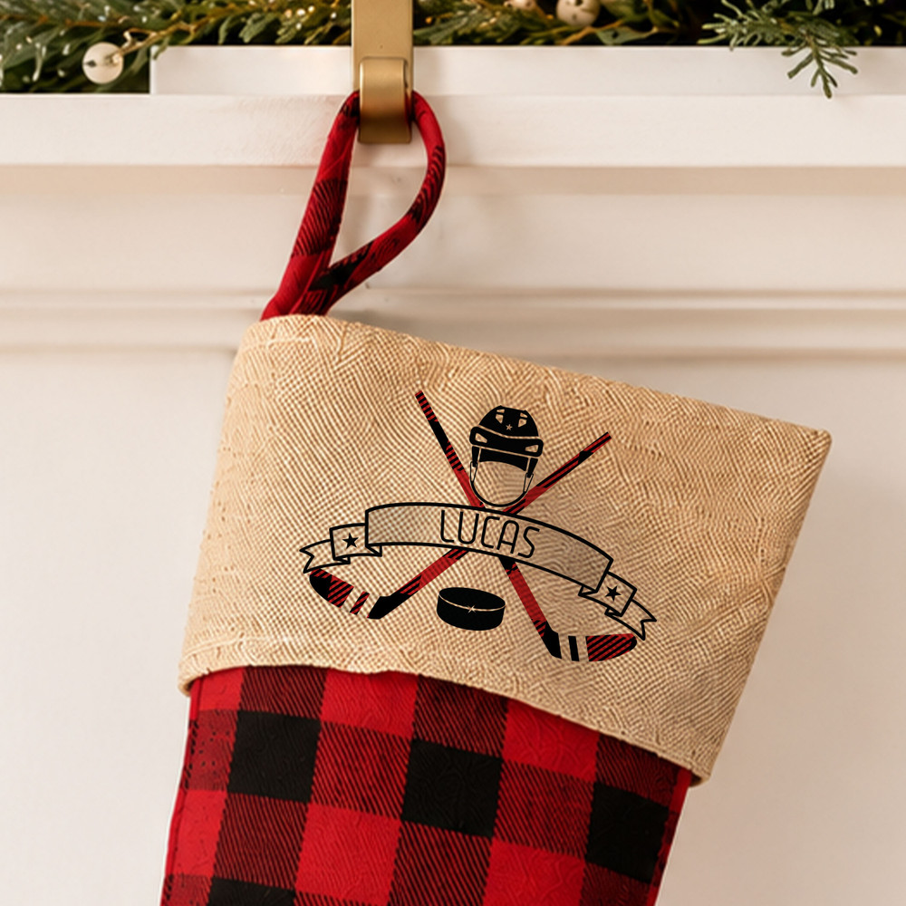 Sports Plaid Christmas Stocking
