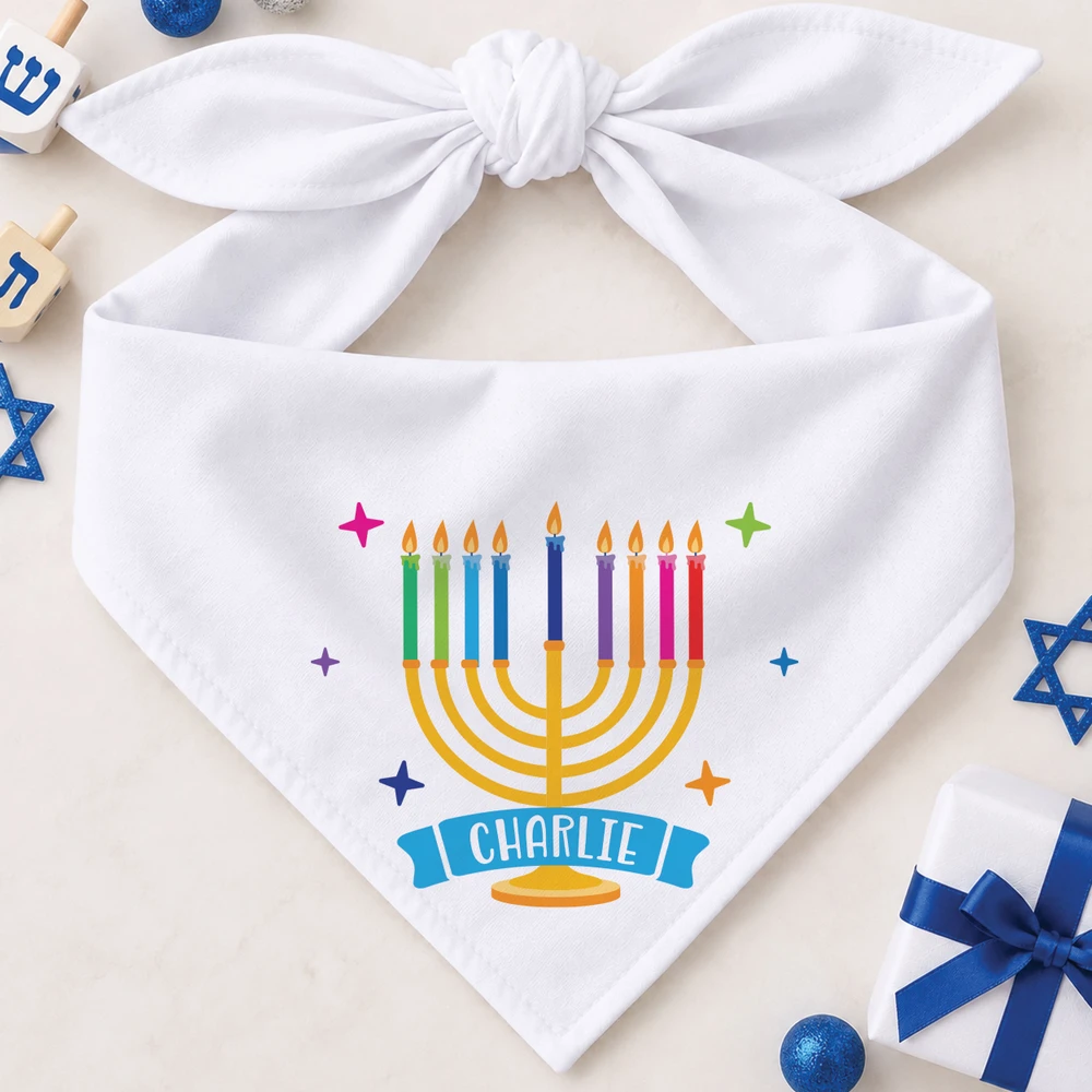 Menorah Hanukkah Dog Bandana