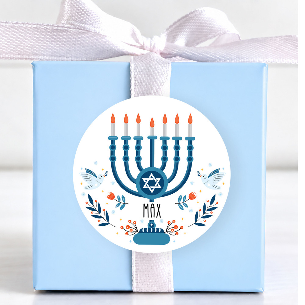 Love and Light Hanukkah Name Labels