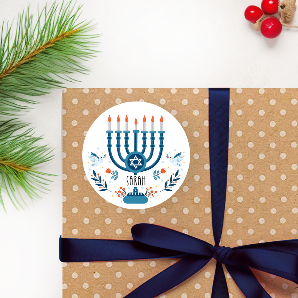 Love and Light Hanukkah Name Labels