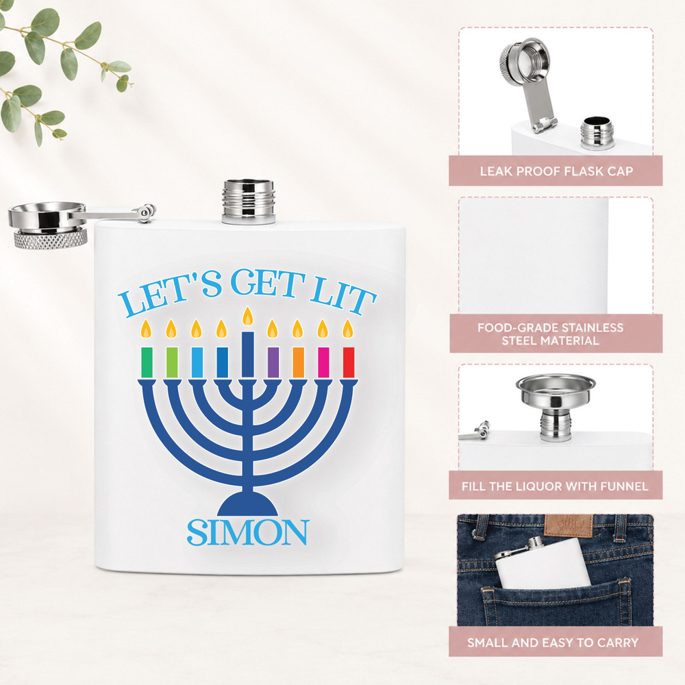 Let's Get Lit Hanukkah Flasks