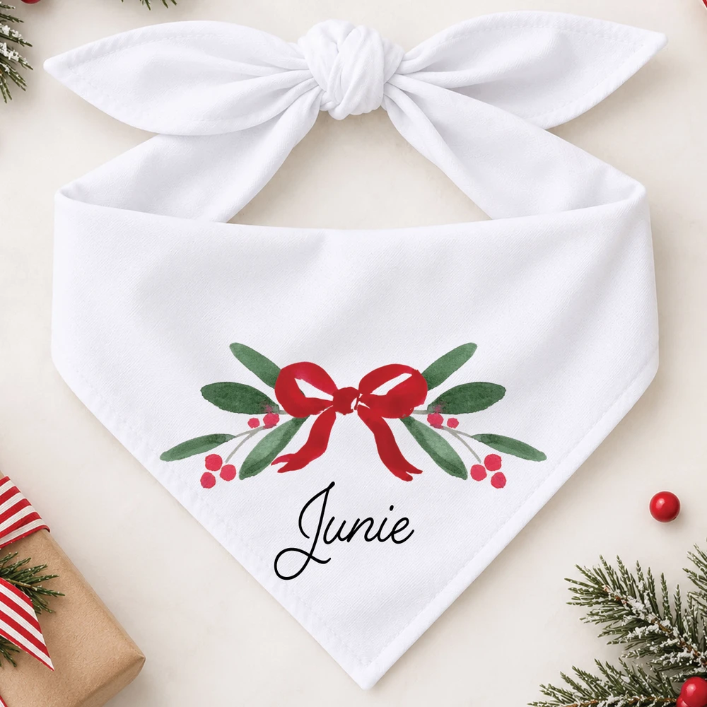 Merry Little Bow Name Dog Bandana