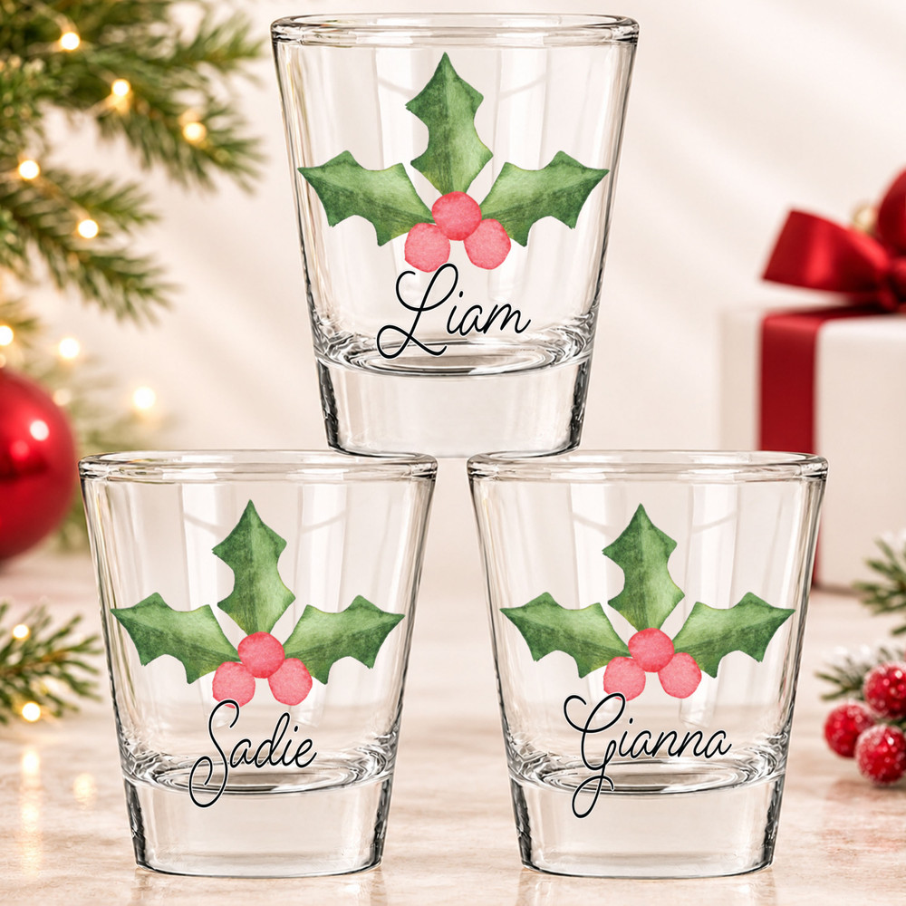 Holly Name Shot Glasses