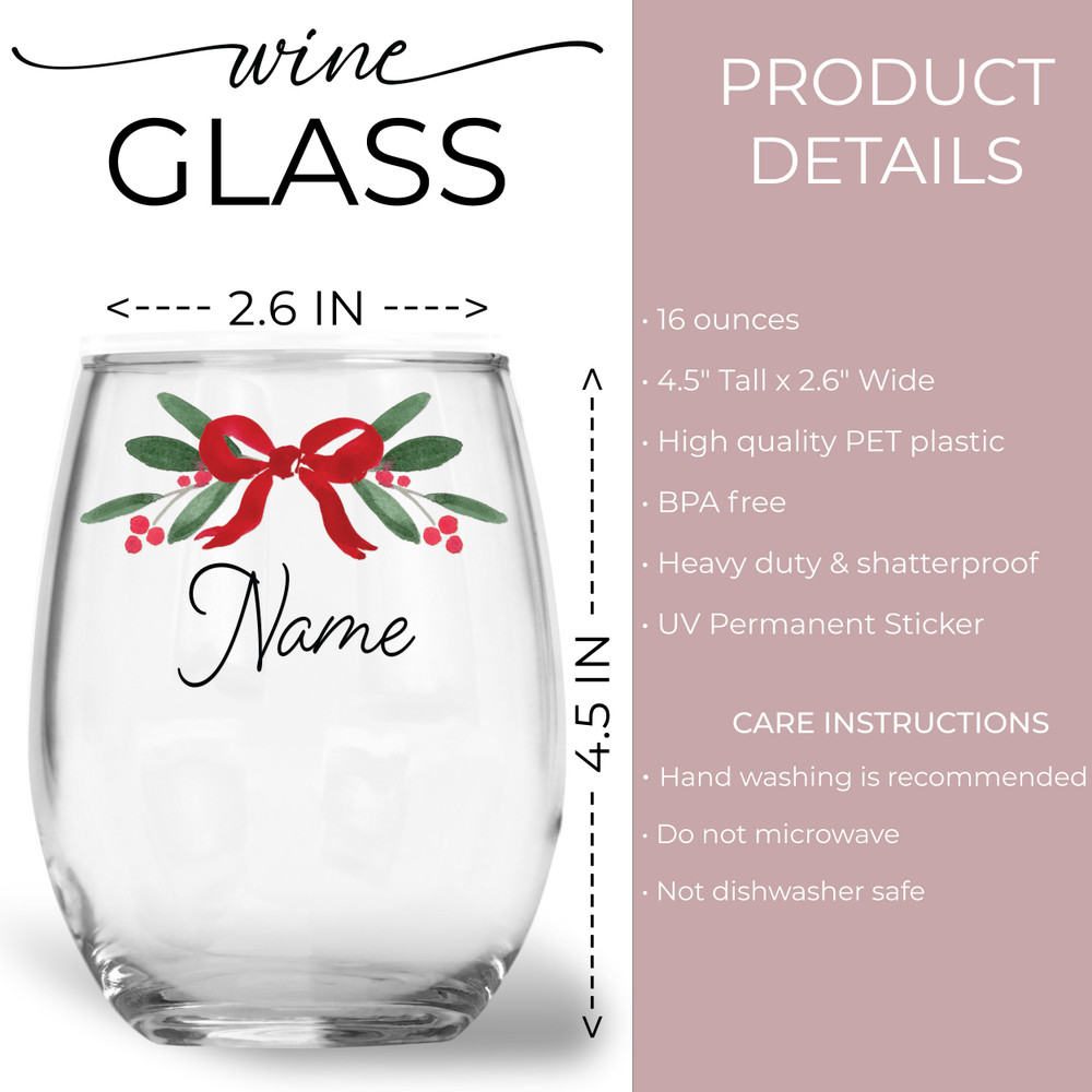 Merry Little Bow Wine Glass