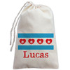 Chicago Theme Party Favor Bags for Kids - Chicago Flag and Heart Personalized Gift Bags - Custom Drawstring Canvas Fabric Favor Bags - Valentines Day Favor Bags