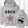 Personalized Drum Superstar Baby or Kids Zip-Up Hoodie Sweatshirt