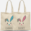 Personalized Easter Tote Bags for Kids: Mod Bunny Ears Monogrammed Egg Hunt Bag for Children - Custom Name Large Easter Gift Bag