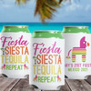 Custom Can Cooler: Fiesta Siesta Tequila Repeat - Mexico Theme Party Favor Slim Can Cozies