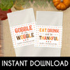 Printable Gobble Til You Wobble Thanksgiving Napkin Rings (Instant Download)