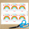 Rainbow Printable Valentine's Day Cards for Girls - Instant Download Valentines for Kids - Childrens Classroom Valentine Cards for School Valentine's Day Party - Digital File to Print at Home - Toddler Valentines - Smiling Face Clouds and Rainbow "I'm over the rainbow for you!" Valentines