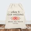 Wedding Welcome Bags - Pastel Pink Watercolor Floral Peonies - Custom Wedding Bags for Guests - Welcome to Our Wedding - Bulk Wedding Bags - Destination Wedding Welcome Gifts - Drawstring Canvas Backpacks