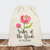 Pink Peony Flower Personalized Bridal Party  Drawstring Backpacks for Spring Garden Wedding