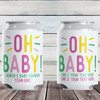 Oh Baby! Custom Girl Baby Shower Can Coolers  - Pink, Yellow, Green Baby Shower Decor - Personalized Slim Baby Shower Can Cozies