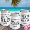 Fiesta Party Favors - Fiesta Party Supplies - Bulk Custom Can Coolers - Mexico Can Cozy - Final Fiesta Bachelorette Drinkware - Sip Sip Ole Can Cozies - Hola Beaches Can Sleeves - Fiesta then we Siesta Can Coolers