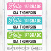 Hello School Bright Waterproof Name Labels - Personalized Name Stickers for Girls