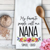 Personalized My Favorite People Watercolor Floral Kitchen Towel - Gift for Mom, Grandma, Oma, Nana, Bubbie