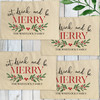 Personalized Christmas Placemats - Eat Drink & Be Merry Christmas Table Decor - Watercolor Holly Floral Decorations
