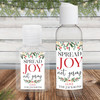 Custom Hand Sanitizer Labels & Bottles: Watercolor Holly Spread Joy Not Germs - Christmas Wedding or Party Favors