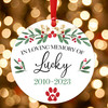 Personalized In Loving Memory Pet Christmas Ornament