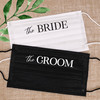 Disposable Face Mask Set: Modern Just Married Wedding Masks - Bride & Groom Black & White Masks with Nose Wires