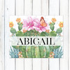 Personalized Kids Jigsaw Puzzles - Boho Pink Floral Cactus + Butterfly Nature Puzzles