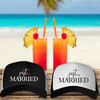 Just Married Honeymoon Trucker Hats - His and Hers Newlywed Hats for Bride & Groom