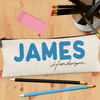 Personalized Bold Boho  Pencil Case - Kids School Supplies  - Custom Zipper Pouch - Blue Pencil Bag with Name 