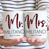 Plaid Modern Mr. & Mrs. Mugs - Personalized Mug Set for Couple - Custom His and Hers Mugs for Bride and Groom