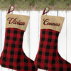 Personalized Plaid Christmas Stocking - Rustic Country Farmhouse Christmas Home Decor - Custom Stockings for the Family