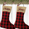 Personalized Plaid Christmas Stocking - Rustic Country Farmhouse Christmas Home Decor - Custom Stockings for the Family