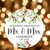 Watercolor Holly Our First Christmas Mr. & Mrs. Ornament - Custom Newlywed Christmas Ornaments for Couples