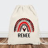 Personalized Drawstring Backpack: Red and Black Buffalo Check Plaid - Holiday Rainbow for Christmas or Winter Party Favors