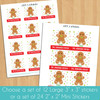 Gingerbread Cookie Custom Christmas Gift Labels - Personalized Christmas Gift Sticker Set - Pre-Printed To and From Holiday Gift Wrap Labels