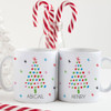 Colorful Christmas Tree Personalized Mugs - Custom Holiday Mugs - Minimalist Christmas Home Decor Gifts